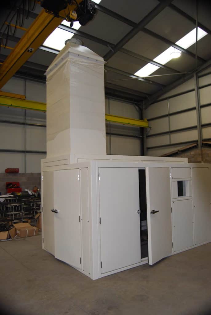 Here you can see the roof mounted outlet attenuator in position on the enclosure