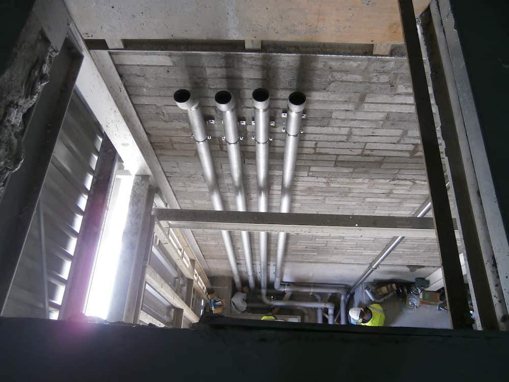 CHP Enclosure showing Pipework being carried through the building