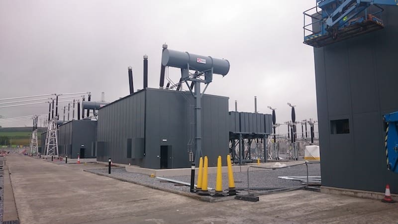 View across the site near completion of the acoustic enclosure for the Blackhillock Transformer