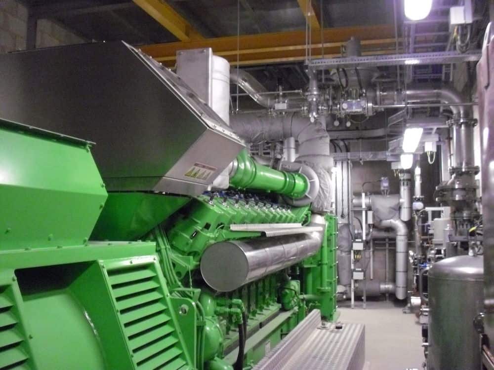 Inside of Davyhulme Waste Water treatment Works Acoustic Enclosure for Clarke Energy