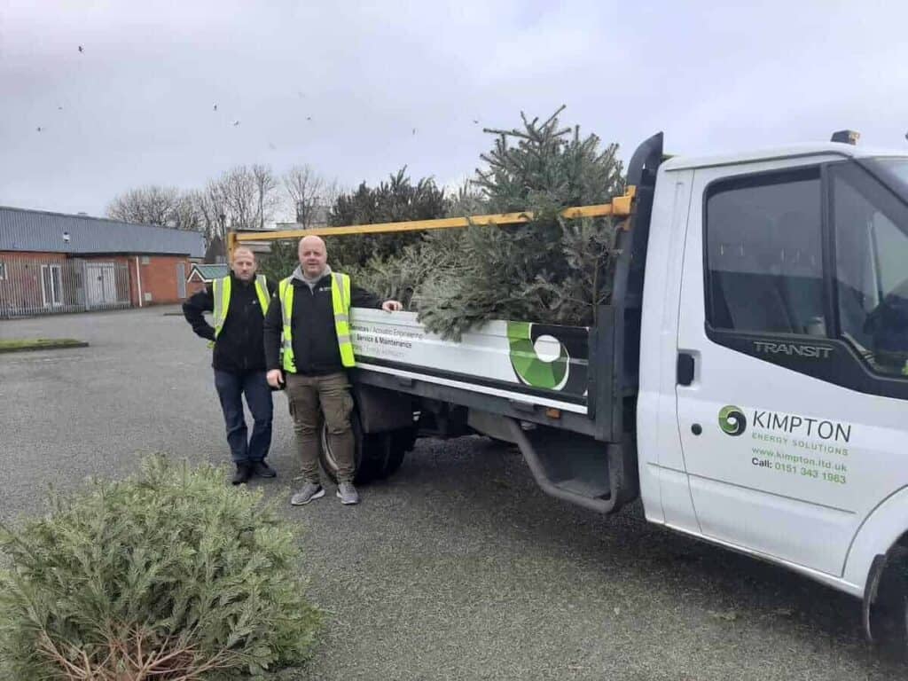 Scott-Bennett-and-Steve Loughran of Kimpton collecting Christmas trees for Nightingale House Hospice 2020