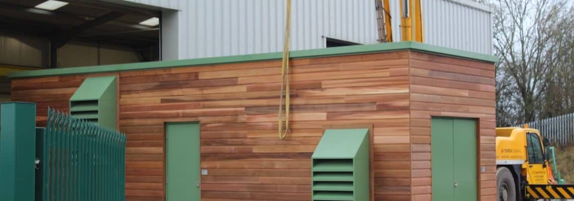 The acoustic plant rooms leaves the factory ready for transportation to Aberdeen