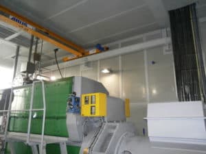 CHP Enclosure showing The finished unit with the CHP installed and all of the acoustic finishing complete