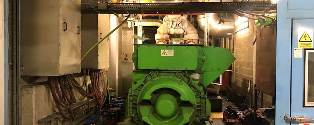 With the enclosure removed the CHP engine can be overhauled