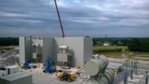 During construction on site of Acoustic Enclosure for Dong Energy at Burbo Bank sub-station