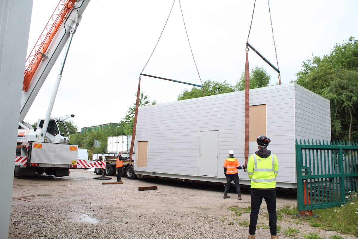 The lift is complete and the acoustic plant room is loaded