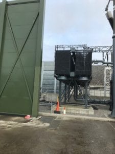 The new transformer in place with the acoustic enclosure being rebuilt around it